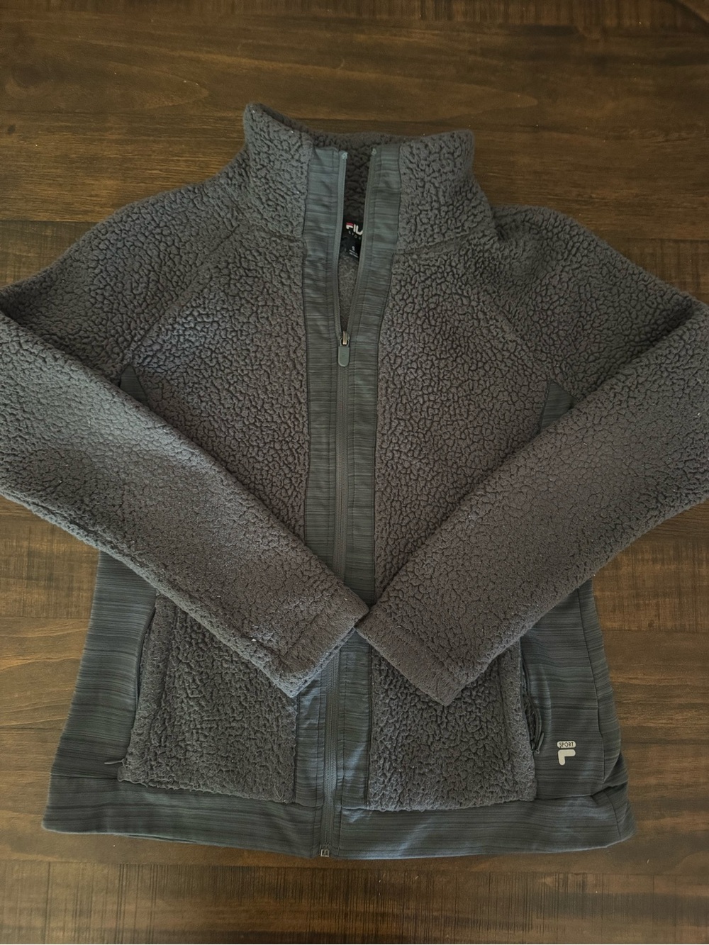 Fila Gray Sherpa Full-Zip Jacket